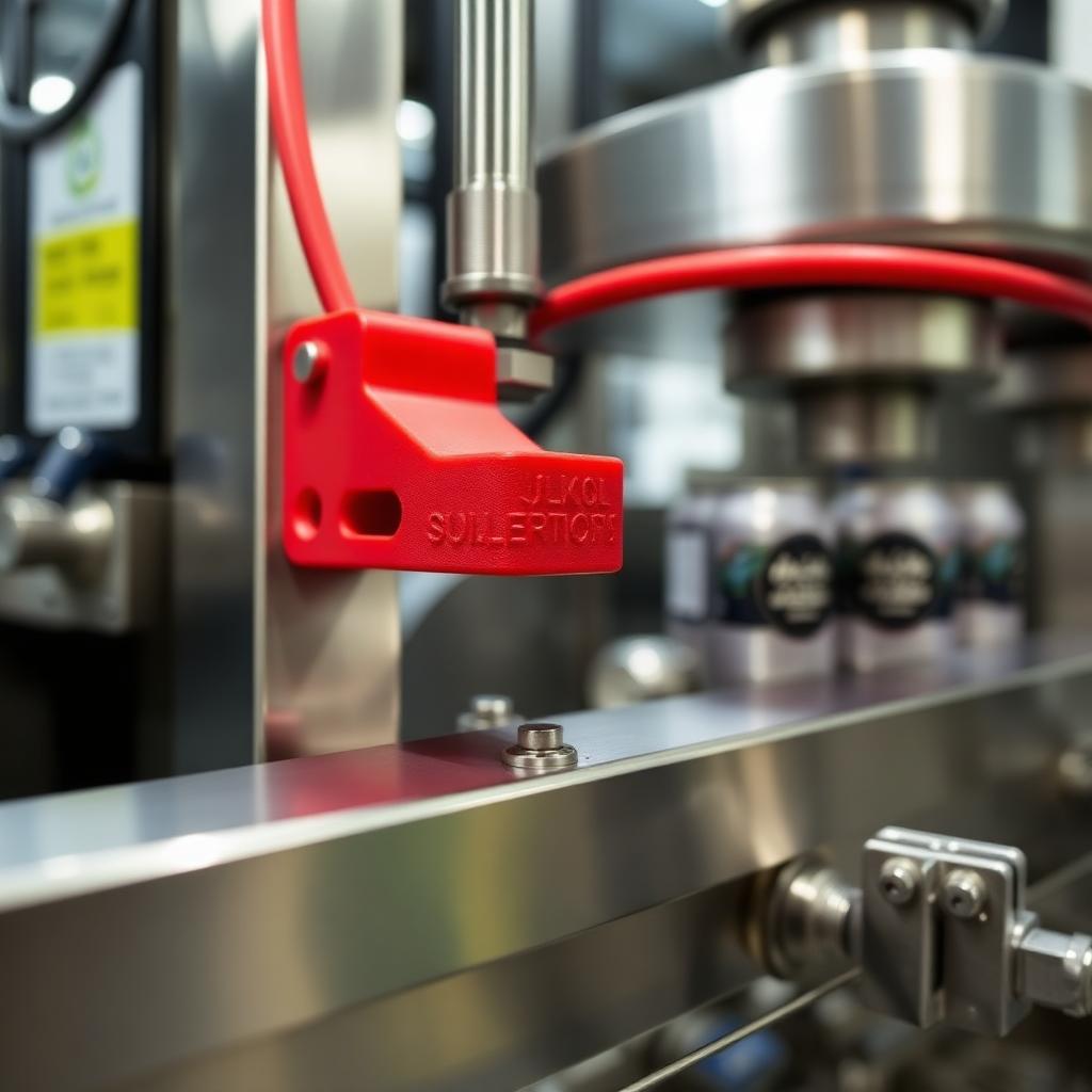 Red flat jig installed on machine